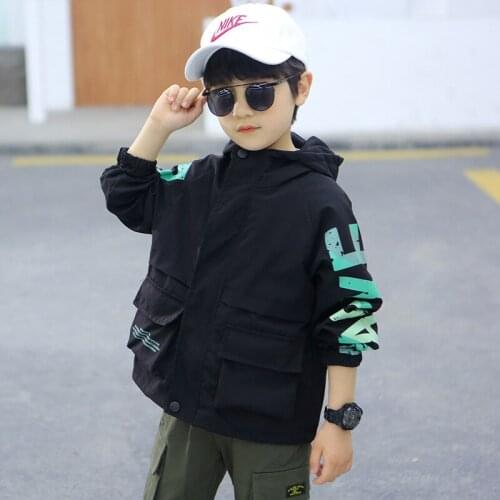 Fashion Cartoon Boys Jacket Spring Autumn Kid Coat Hooded Zipper Toddler Girl Winter Clothes