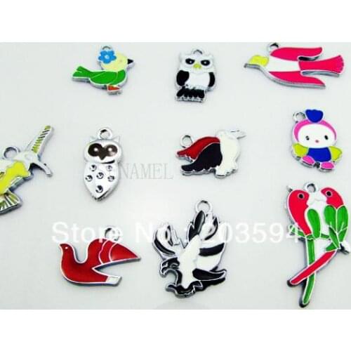 ME026 Wholesale 100Pcs/Lots DIY Alloy Mixed STYLE Bird Enamel Charms Fashion charms, pendants bead