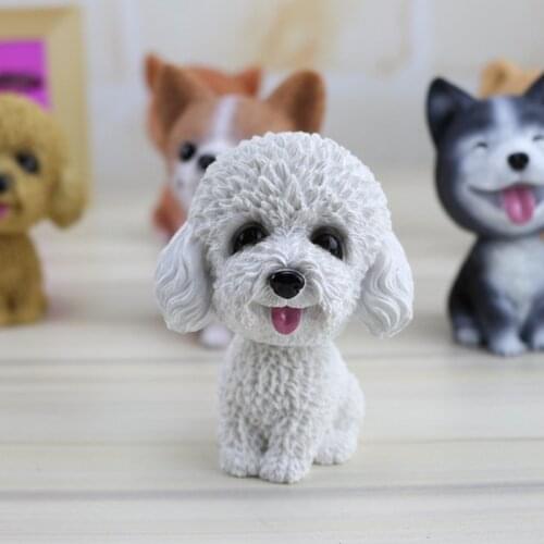 Cute Car Decorations Shook His Head Resin Dog Puppy Figurine Car Interior Dashboard Toys Gifts Home Decor