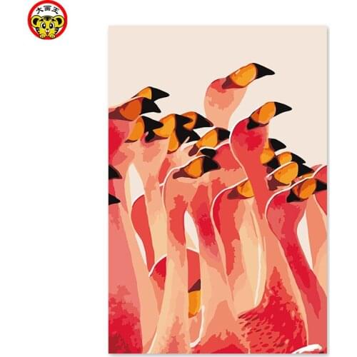 Diy home decor oil painting by numbers drawing hand painted picture Wall Decor picture Flamingo dance