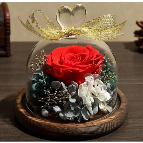 Never Withered Real Rose Flower Preserved Immortal Fresh Rose In Glass Dome For Valentine Gift Mother Day Gifts