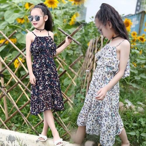 2019 New Childrens Clothing Girls Summer Dress Korean Version of The Floral Lady Strapless Neck Collar Cotton Princess