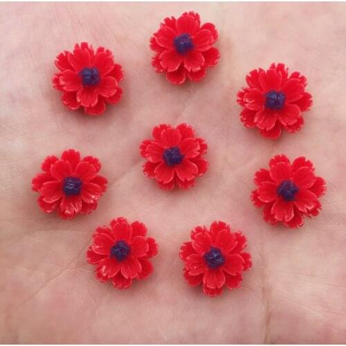 New 60pcs Resin 13mm Colorful 3D Flower Flatback Stone Scrapbook Wedding DIY Ornaments Applique Crafts SG428