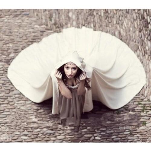 New White/Ivory Long Satin Wedding Capes Custom Made Bride Cloaks Jackets Wrap