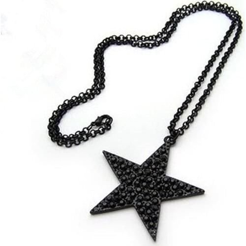 Chain Necklace Necklaces Collar Chain Kettingen Jewelry Ghosts With Black Sweater Chains Drill Pentagram Necklace 2021 Collar