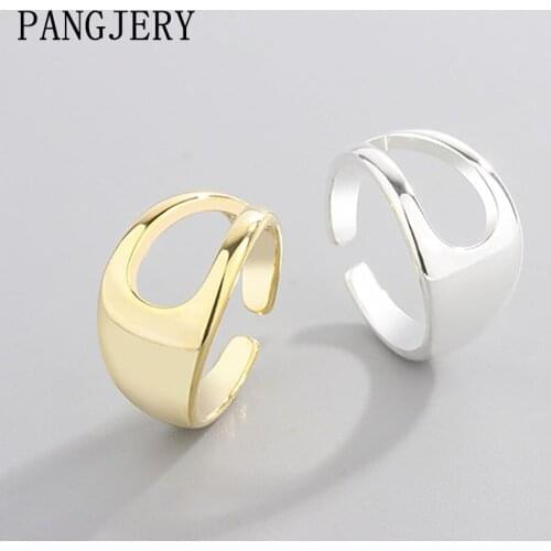 PANGJERY 925 Sterling Silver Opening Rings for Women INS Fashion Creative Water Droplets Hollow Geometric Wedding Jewelry Gifts