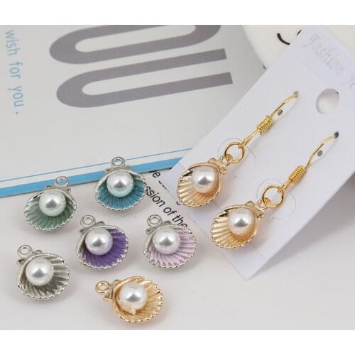 11x15mm Alloys Metal Pearl Shell Charm Pendant Multicolor Optional For DIY Necklace Earring Fashion Jewelry Findings