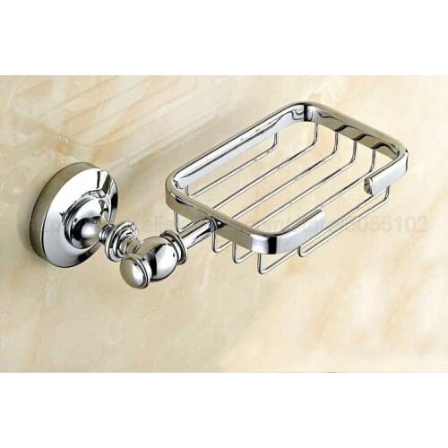 Polished Chrome Soap Dishes Wall Mounted Soap Dish Soap Holder Box Soap Basket Holder Bathroom Accessories zba810