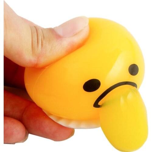 Vomiting egg yolkNovelty Gag Toy Practical Jokes Anti stress Vomiting Egg Yolk Lazy Brother Fun Gadget Squeezed Smiley face