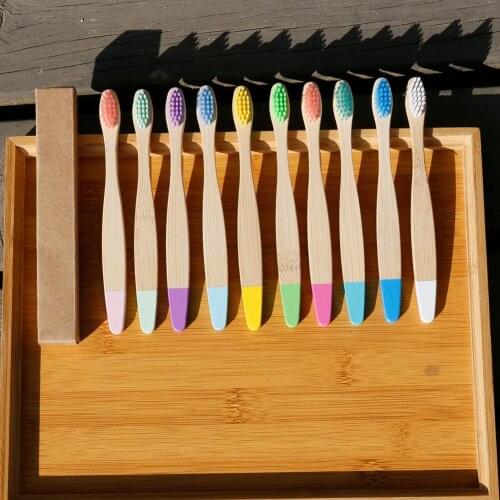10Pcs/Lot Wooden Handle Toothbrush Environment Bamboo Charcoal Tooth Brushes Ultra Soft Black Heads Tooth Cleaning Oral Care