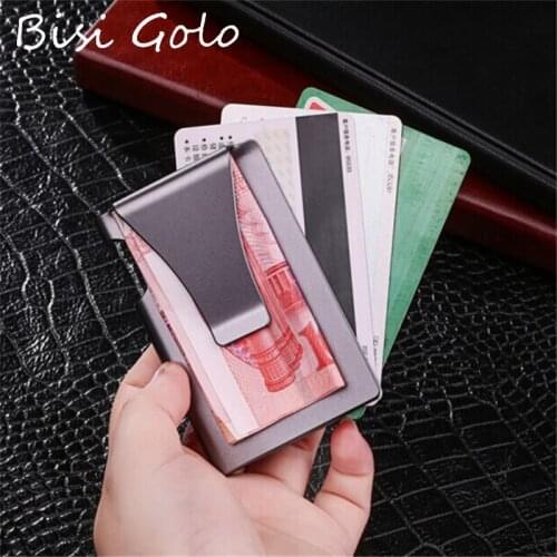 BISI GORO 2020 Metal Smart Wallet Aluminum Alloy Box Clutch Smart Card Holder Anti-theft RFID Minimallist Wallet Money Bag