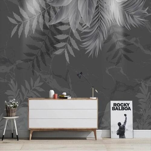 Modern Black Marble Leaves Wallpaper Living Room TV Sofa Bedroom Home Decor Photo Wall Murals Abstract Wallpaper Papel De Parede