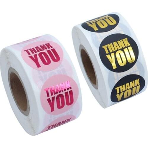 Stylish Black Pink Bronzing Thank You Sticker 500pcs DIY Gift Handmade Wedding Party Business Package Card Envelope Decor Labels