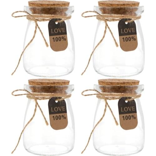 10pcs 100ml Heat Resistant Milk Glass Bottles with Wood Lid Yogurt Bottles Food Storage Jar for Kitchen