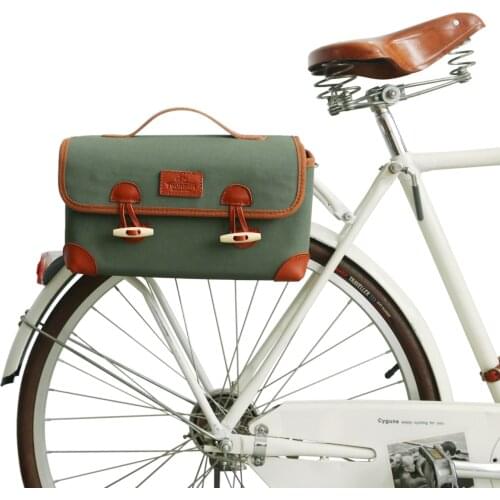Tourbon Vintage Bike Front Handlebar Bag Cycling Canvas Pouch Pannier Shoulder Bags Foldable Multi-Purpose Bicycle Accessories