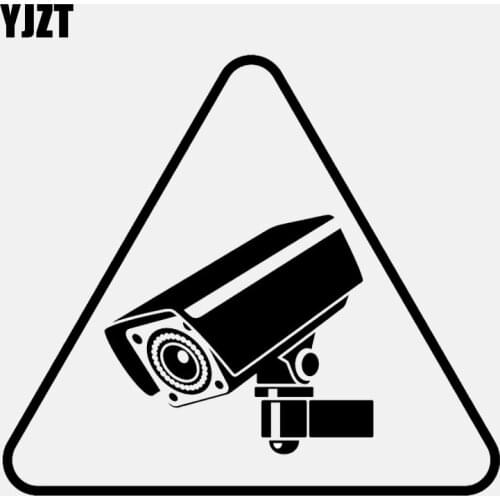 YJZT 13.4CM*11.8CM Cool CCTV Warning Sign Camera Tool Vinyl Black/Silver Car Sticker C22-0899