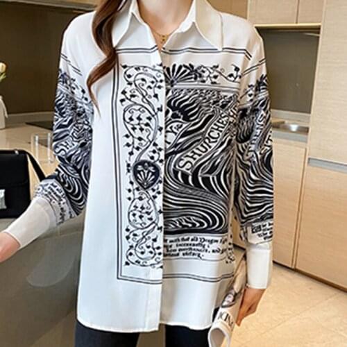 Fashion flower print ladies shirts Womens Blouses 2021 Spring Autumn Long Sleeve Shirts Tops Blusas Mujer