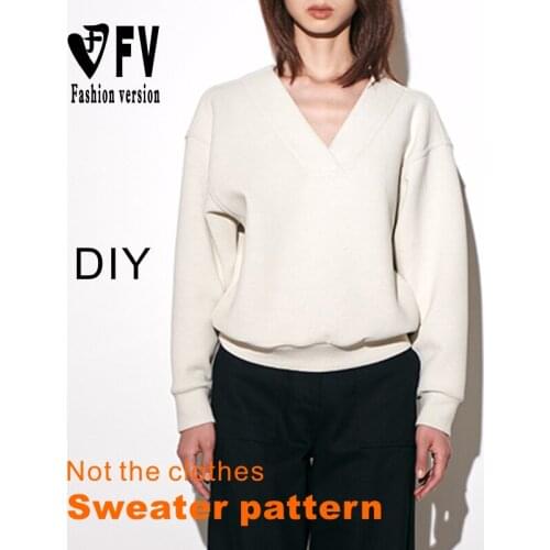 Sewing drawings womens fashion V-neck long-sleeved sports T-shirt 1:1 guard clothing design pattern BWY-20