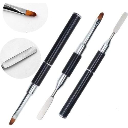 1PC Nail Brushes Dual Head Nail Art Acrylic UV Gel Extension Builder Drawing Pen Brush Removal Spatula Stick Manicure Tools Tr36