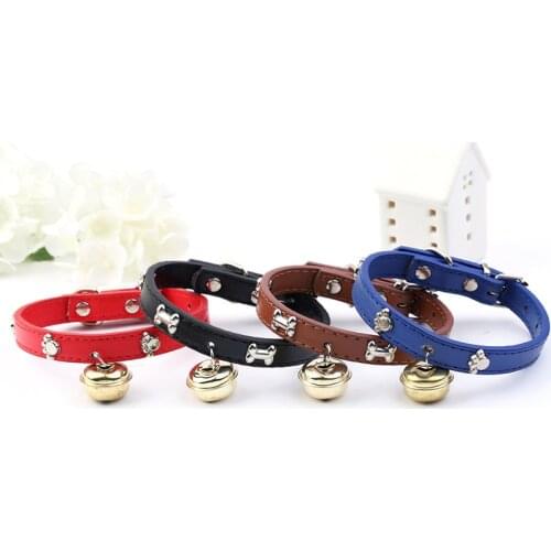 1pc Personalized Name ID Tag Free Engraving Cat Collar With Bell Adjustable Leather Kitten Necklace For Cats Puppies Neck Band