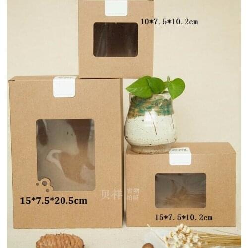10*7.5*10.2cm Manufacturing Factory Supplier OEM pvc Window kraft Box For Cake,cardboard paper gift packaging box