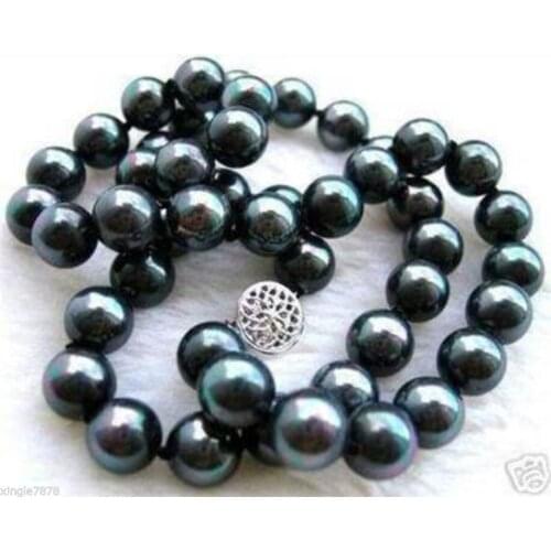 10mm Black South Sea Shell Pearl Necklace 18 inch AAA