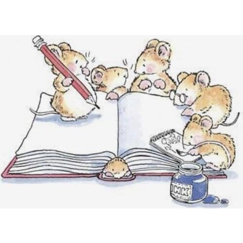 10x10 Little mice writing New Transparent Clear Rubber Stamp Sheet Cling Scrapbooking Photo Album PaperCard DIY Craft