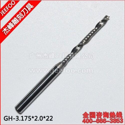 3.175*2.0*22mm One Flute Spiral CNC Cutter Router Bit , Solid Carbide End Mill Milling Cutters for Wood Working Tools