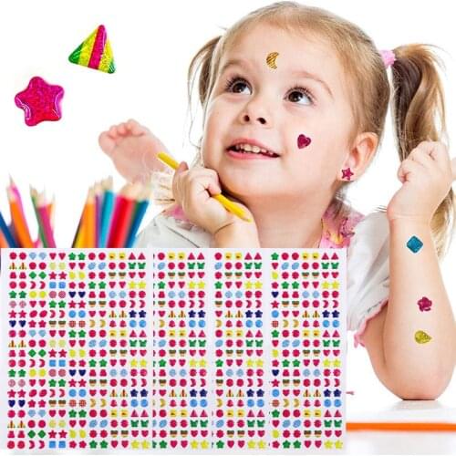 3D Kids Sticky Gems Stickers Glitter Crystal Earring Sticker For Girls Nail Ear Ring Princess Makeup Toys Bag Party Jewellry