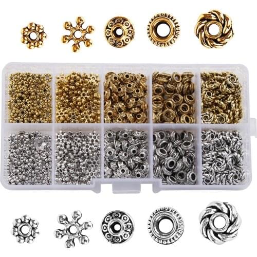 500 a box of zinc alloy diaphragms beaded american golden silver 10 case combination beads for jewelry making crafts jewellery