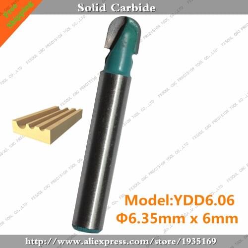 6.35mm*6mm,5pcs,Free shipping CNC Engraving Woodworking Milling Cutter,Tungsten Solid carbide End Mill,Round Bottom Router Bit