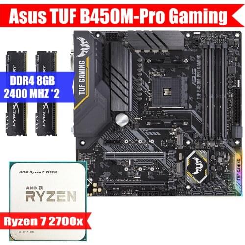 Asus TUF B450M-Pro Gaming&AMD CPU Ryzen 7 2700X&Kingston DDR4 8GB*2 Combination Kit M.2 USB3.0 Socket AM4 M-ATX/5900X/5800/3700