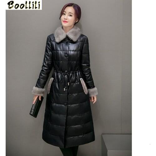 Boollili High Imitation Mink Fur Collar Coat Female Winter Jacket Women Warm White Duck Down Jackets Casual Parkas Abrigo