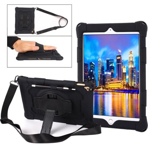 Case For iPad 10.2 2019 2020 /iPad Air 10.5 / ipad Pro 10.5 tablet Soft Silicone Adjustable Stand with neck Strap Cover+Film+Pen