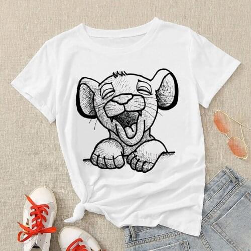 Disney 90s Vintage Womens T-shirt The Lion King Simba Printed Aesthetic Clothes White Basic Tops Tumblr Female Harajuku T Shirt