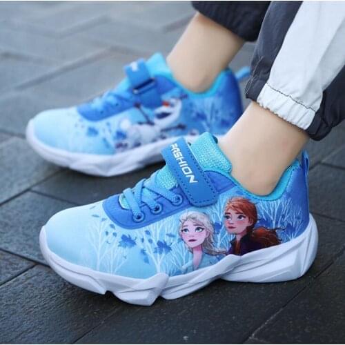 Disney Girls Casual Shoes Autumn 2020 New Frozen Girls Sneakers Comfortable Children Running Shoes Big Kids Princess Elsa Shoes