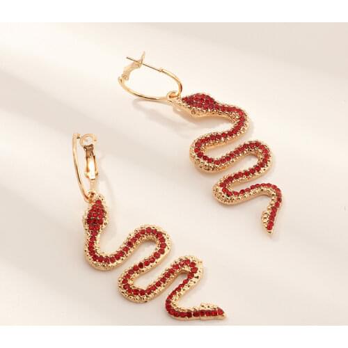 Punk Long Crystals Snake Earrings for Women Jewelry European Gold Color Dangle Drop Earrings for Womens Hanging Earrings Gifts