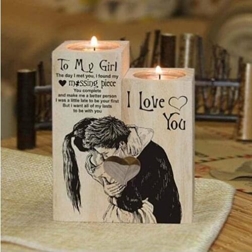 To Girlfriend To My Girl - I love you - Candle Holder with Candle Gift for Birthday Anniversary
