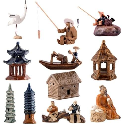 Chinese Miniature Ceramic Figurine Bonsai Rockery Landscape Ornament Decoration decorate your aquarium with small bonsais and ro