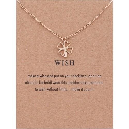 Golden Plated Clover Wish Love Alloy Clavicular Bones Pendant Short Chocker Necklace