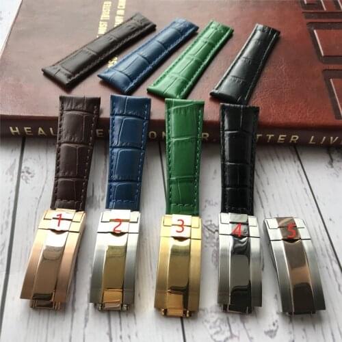 MERJUST High quality 20MM leather strap FOR role SKY-DWELLER submariner MILGAUSS Daytona Mans bracelet black green blue brown