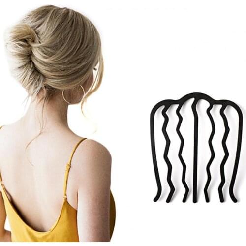 Fashion Easy to Match Hair Insert Comb Messy Bun Hair Pin Wear-resistant Metal Wave Shape Hair Fork Easy to Carry for Parties