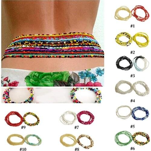 Fashion Bohemia Double Bead Belly Chains Body Jewelry Women Summer Sexy Bikini Beach Waist Chain Strand Charms Vintage Waistband