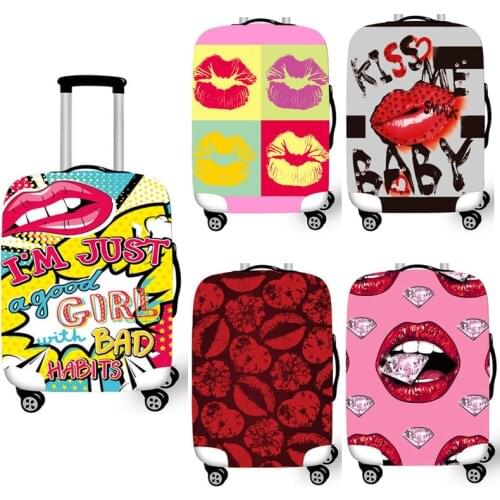 Fashion lips Stretch Fabric Luggage Dust Cover For 18-32 Inch Trolley Suitcase Protective Cover Elastic Travel Case Cover