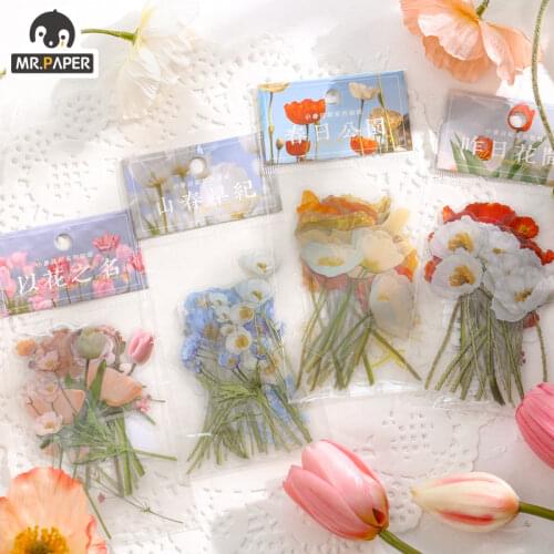 Mr.paper 30Pcs/bag 4 Designs Diary Sticker Scrapbook Kasuga Series Sticker Pack Creative Stationery Office Sticker
