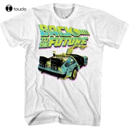 Back To The Future Neon Halftone Delorean Car Mens T Shirt Retro Time Travel Top Tee Shirt