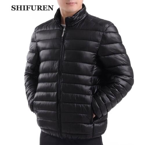 SHIFUREN Mens Casual Parkas Warm Winter Cotton Padded Parkas Overcoat Long Sleeve Jaqueta Masculino Inverno Plus Size XL-5XL