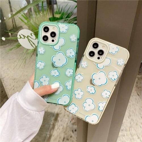 Lovebay Lovely Small White Clouds Phone Case For iPhone 12 11 Pro MAX Mini XS XR X 8 7 Plus SE Soft TPU Transparent Back Cover