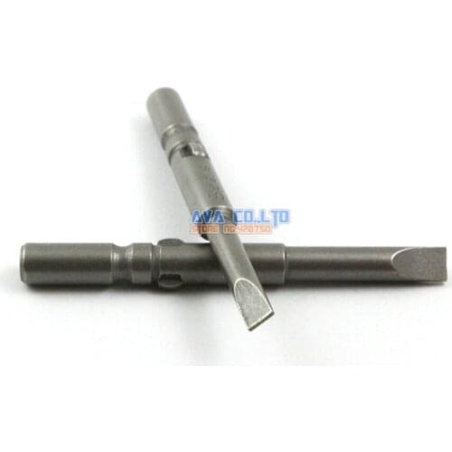 10 Pieces Magnetic Slotted Screwdriver Bit S2 Steel 6mm Shank 60mm Long 3mm Flathead