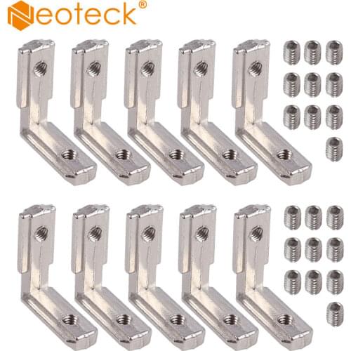 Neoteck 10Pcs 2020 T Slot Aluminum Profile Carbon Steel L-Shape Brackets Inner angle slot 6 90 Degree Interior Corner Connector